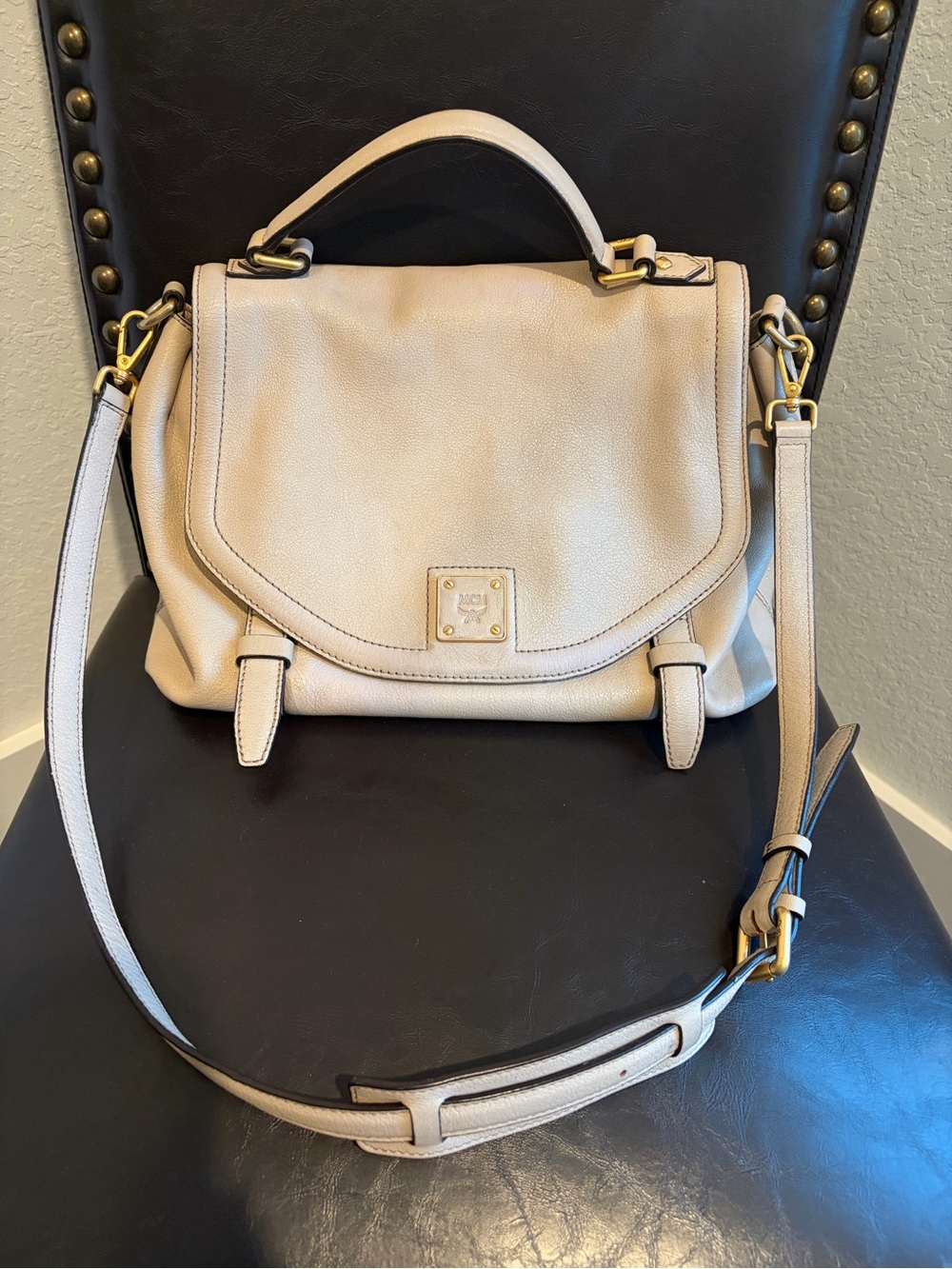 MCM Pebbled Leather Top-Handle Satchel with Detachable Strap 😍